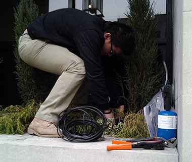 one of our techs is installing a drip line that will help to conserve water